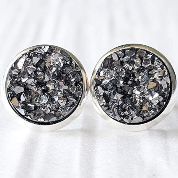 5/$25 Orange Druzy Silver Studs Earrings HOLIDAY EARRING SALE REDUCED SHIPPING! - Picture 12 of 15